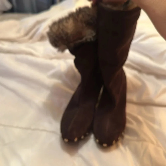 MICHAEL KORS WOMENS HIGH HEELS BOOTS BROWN 7/5 - Picture 2 of 7